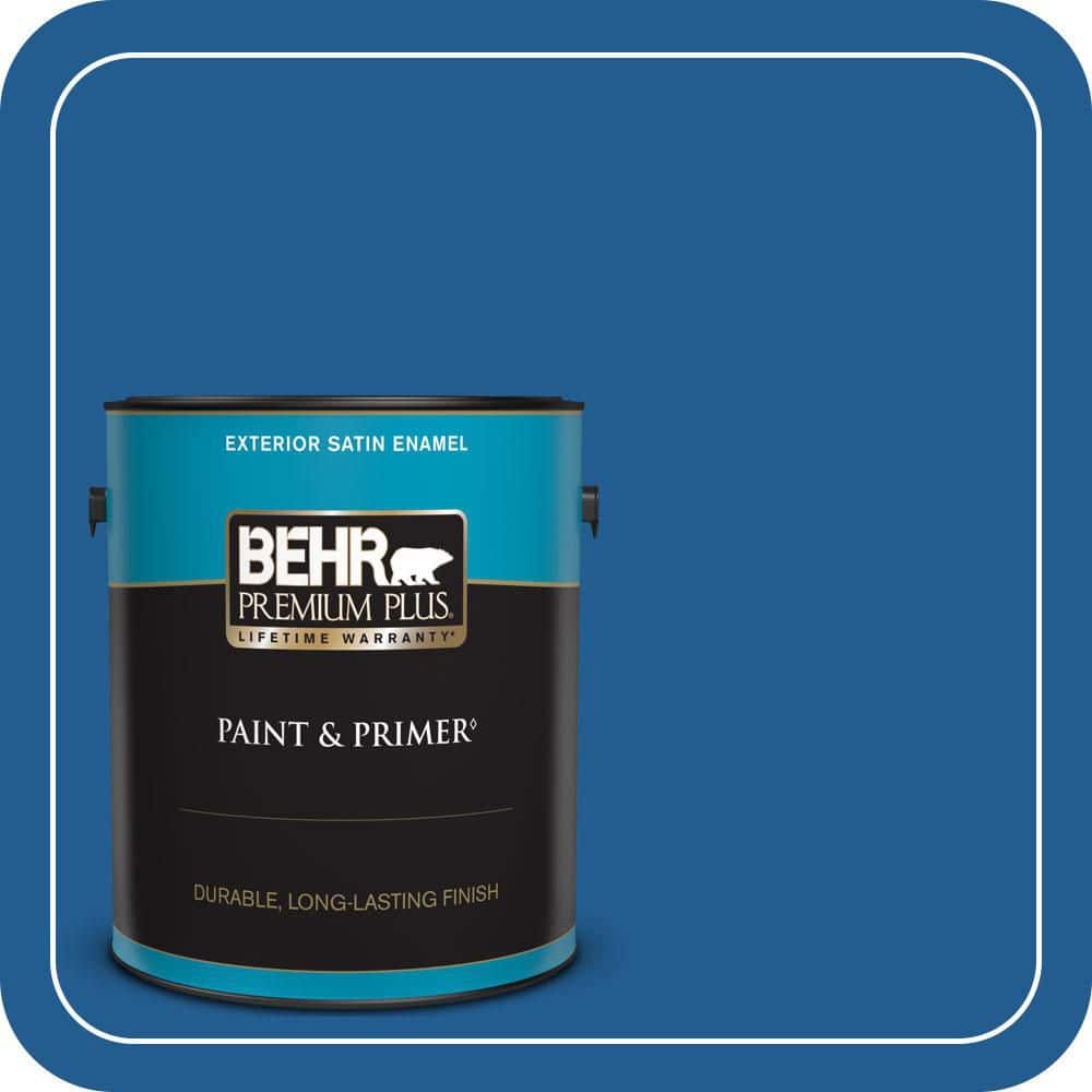 BEHR PREMIUM PLUS 1 gal. #S-G-570 Sapphire Lace Satin Enamel Exterior Paint & Primer