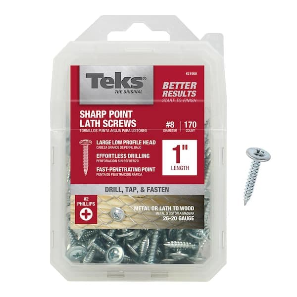 Teks 8 x 1 in. Phillips Truss Head Sharp Point Lath Screws (170-Pack)