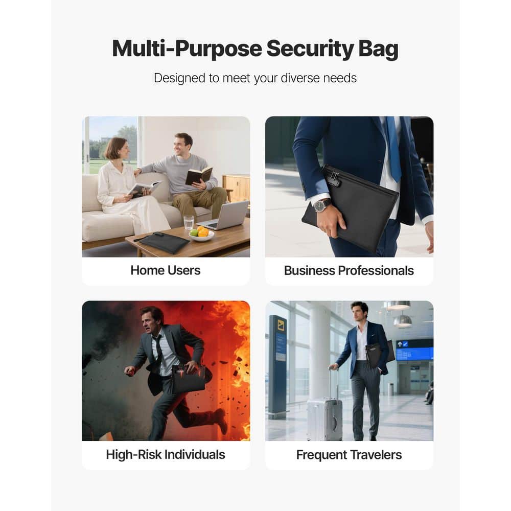 SKYSHALO Fireproof Document Bag, 1832 ℉ Heat Insulated Fireproof and Waterproof Bag with Lock, for Passports Documents Files Safe (2)