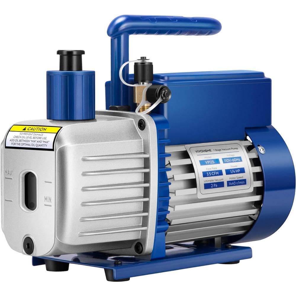VIVOHOME 1/4 HP 3.5 CFM 110V Single Stage HVAC Vacuum Pump for Air Conditioner Refrigeration Maintenance with Oil Bottle (1)