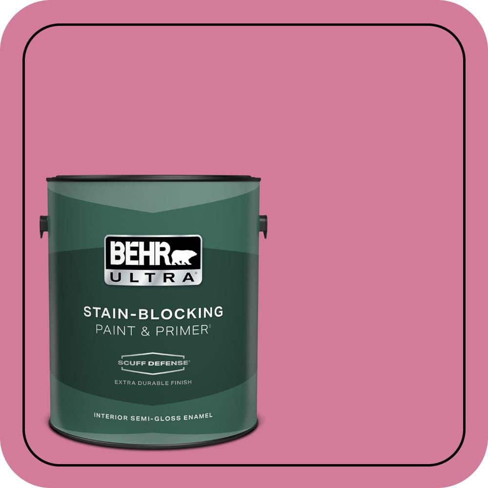 BEHR ULTRA 1 gal. #P130-5 Little Bow Pink Extra Durable Semi-Gloss Enamel Interior Paint & Primer