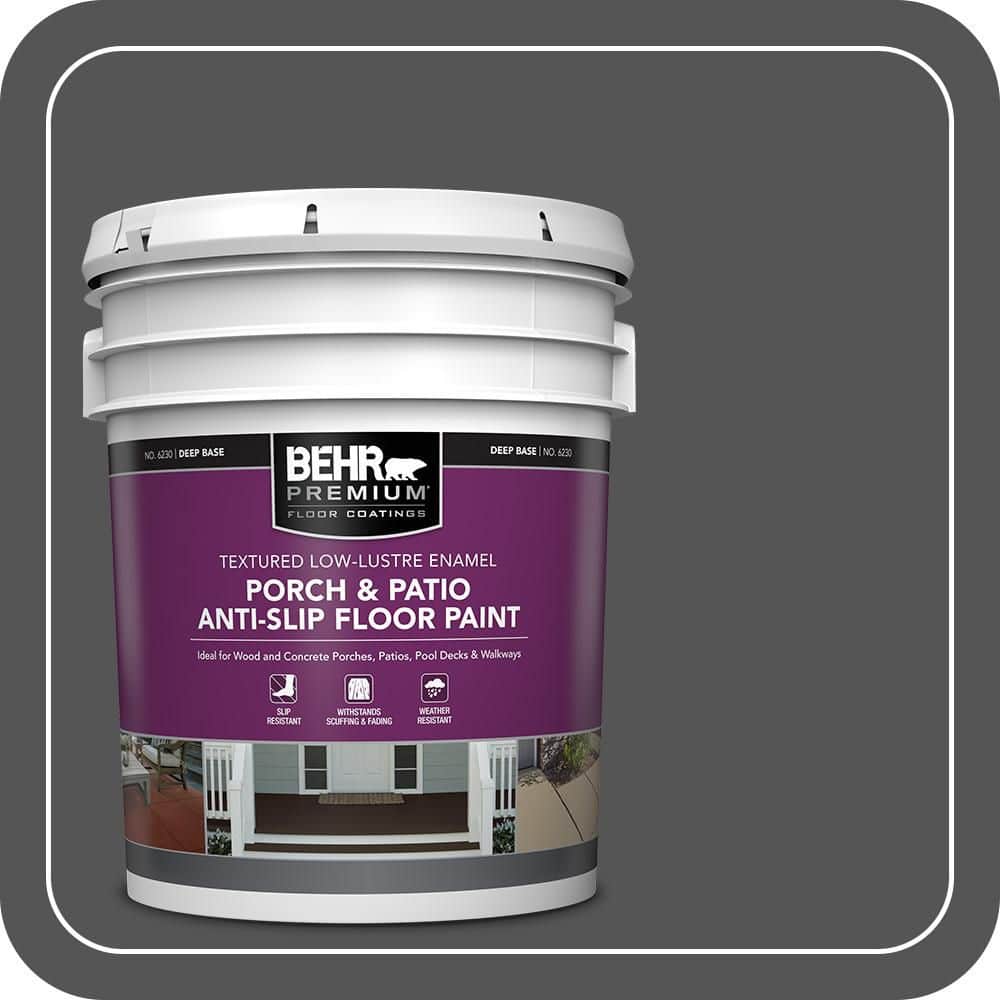 BEHR PREMIUM 5 gal. #PPU25-01 Carbon Copy Textured Low-Lustre Enamel Interior/Exterior Porch and Patio Anti-Slip Floor Paint