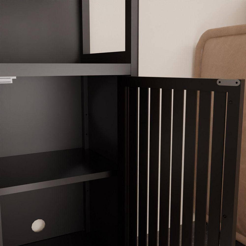 Otryad 14.2 in. W x 13 in. D x 52 in. H Black Bamboo Freestanding Linen Cabinet (3)