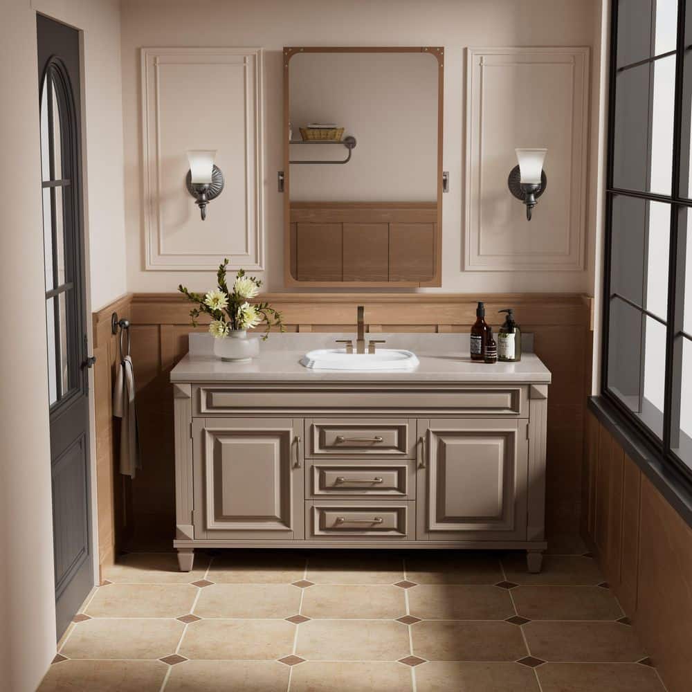 Dekorman Old Valley 22 in. Drop-in Ceramic Bathroom Sink in White with Overflow and 4 in. Faucet Holes (2)