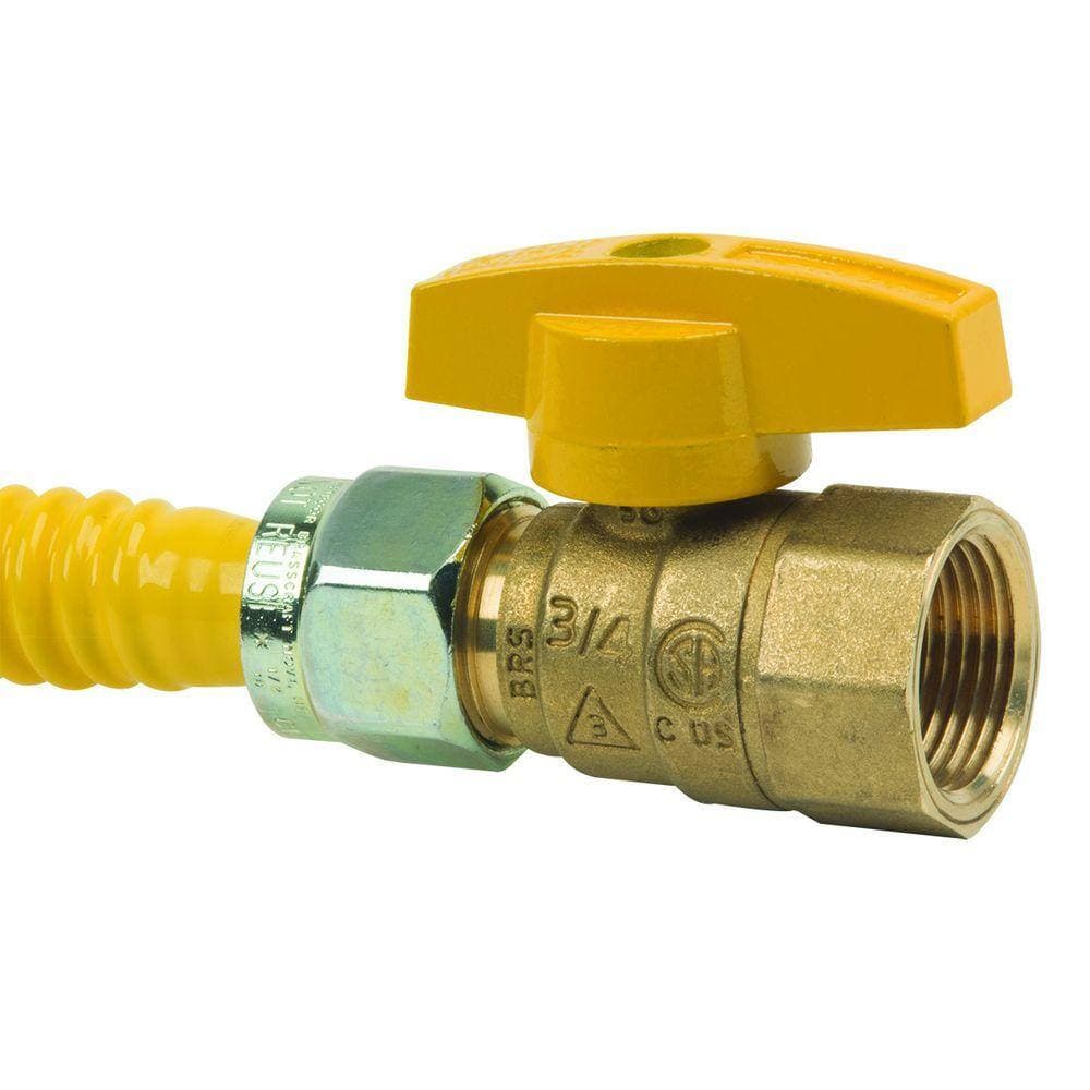 BrassCraft ProCoat 3/4 in. FIP x 3/4 in. FIP Ball Valve x 12 in. Stainless Steel Gas Connector 5/8 in. O.D. (180,000 BTU) (3)