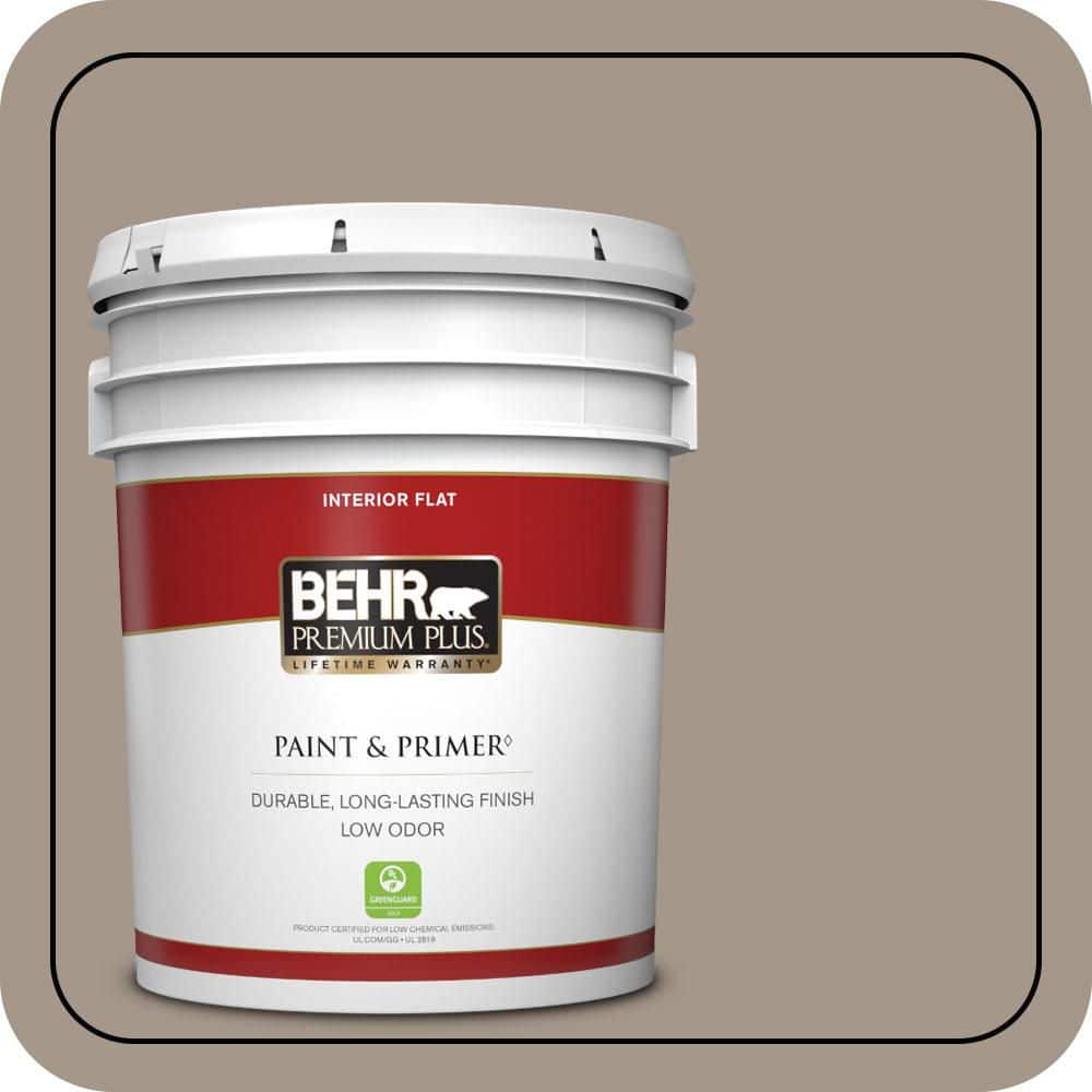 BEHR PREMIUM PLUS 5 gal. #PPU5-07 Studio Taupe Flat Low Odor Interior Paint & Primer