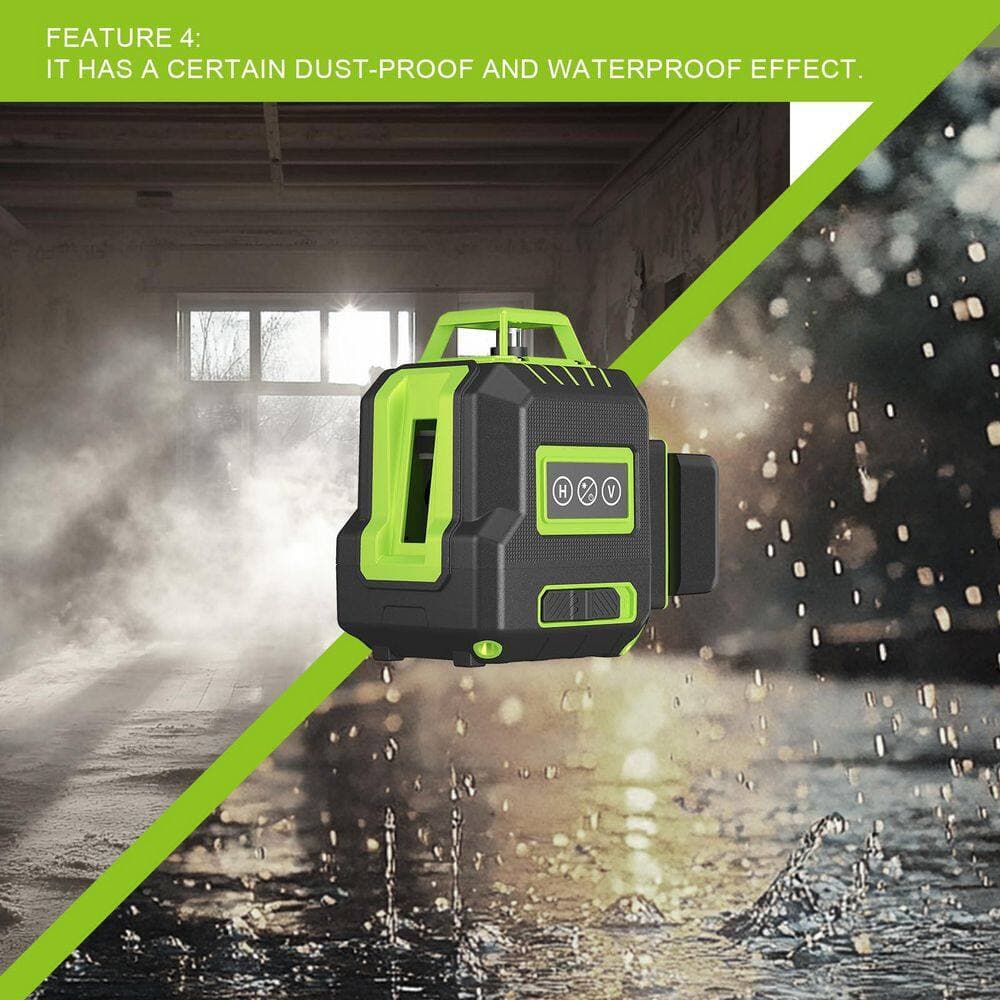 Adrinfly Tripod 1200mah Laser-Level can be standby for 10 hours with Lazer Leveler Tool and Tripod Self-Leveling, Green, 1-Pack (3)