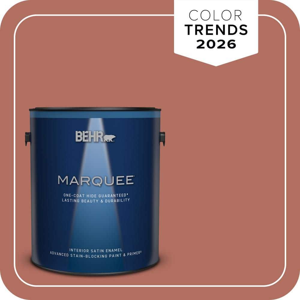 BEHR MARQUEE 1 gal. #PPU2-12 Terra Cotta Urn One-Coat Hide Satin Enamel Interior Paint & Primer