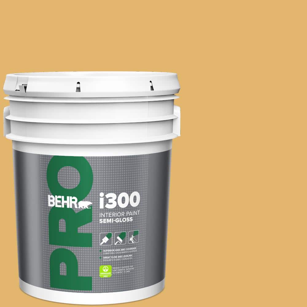 BEHR PRO 5 gal. #M290-5 English Custard Semi-Gloss Interior Paint