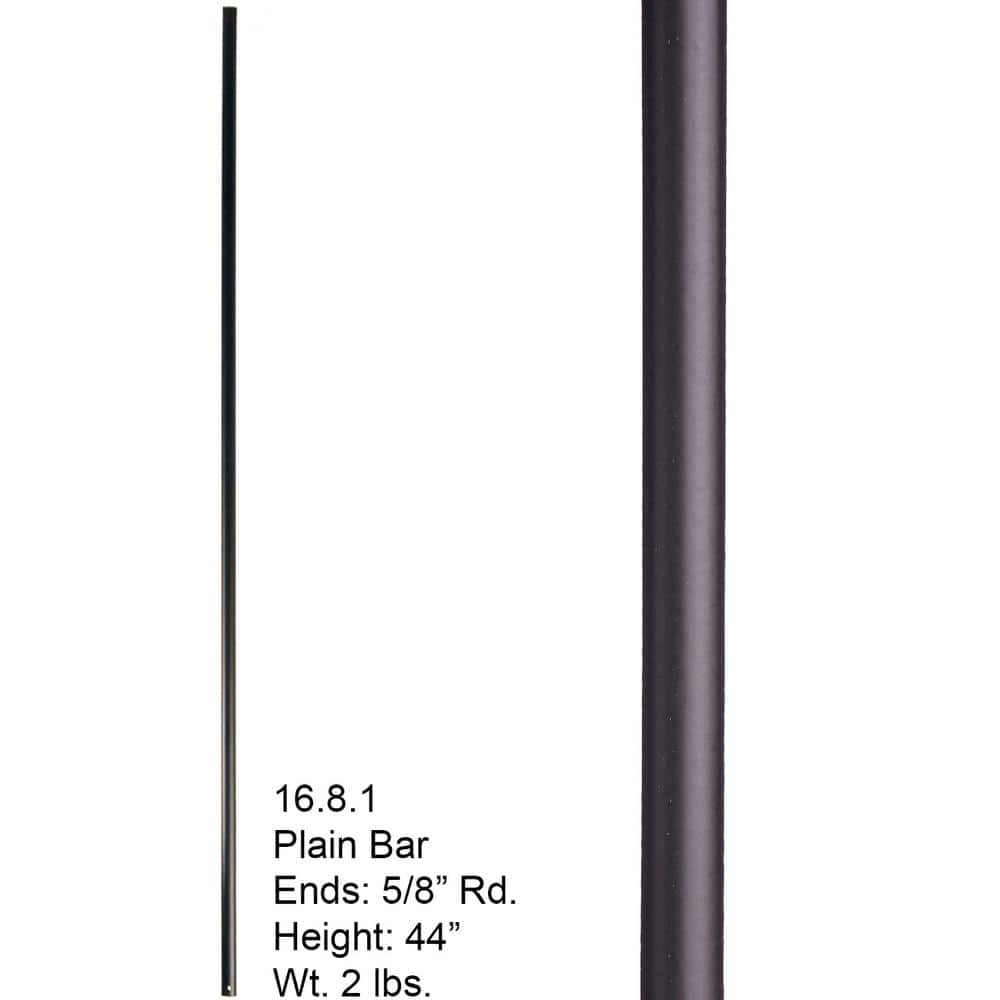 HOUSE OF FORGINGS Designer Round 44 in. x 0.625 in. Satin Black Plain Bar Hollow Wrought Iron Baluster (2)
