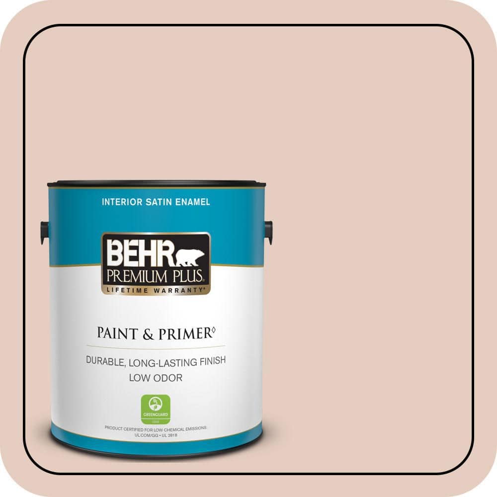 BEHR PREMIUM PLUS 1 gal. #T17-05 Life is a Peach Satin Enamel Low Odor Interior Paint & Primer