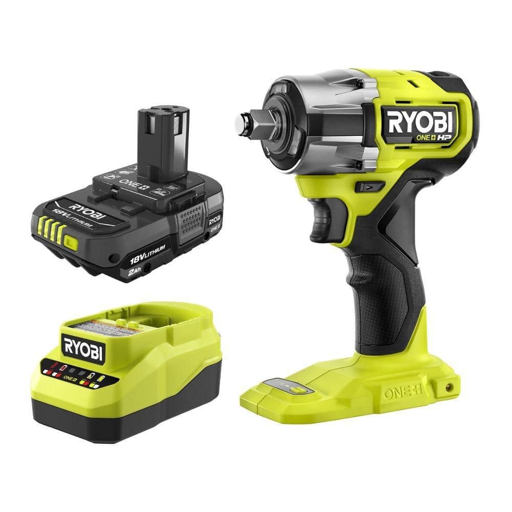 RYOBI ONE+ HP 18V Brushless Cordless Compact 1/2 in. Impact Wrench Kit with 2.0 Ah Battery and Charger (1)