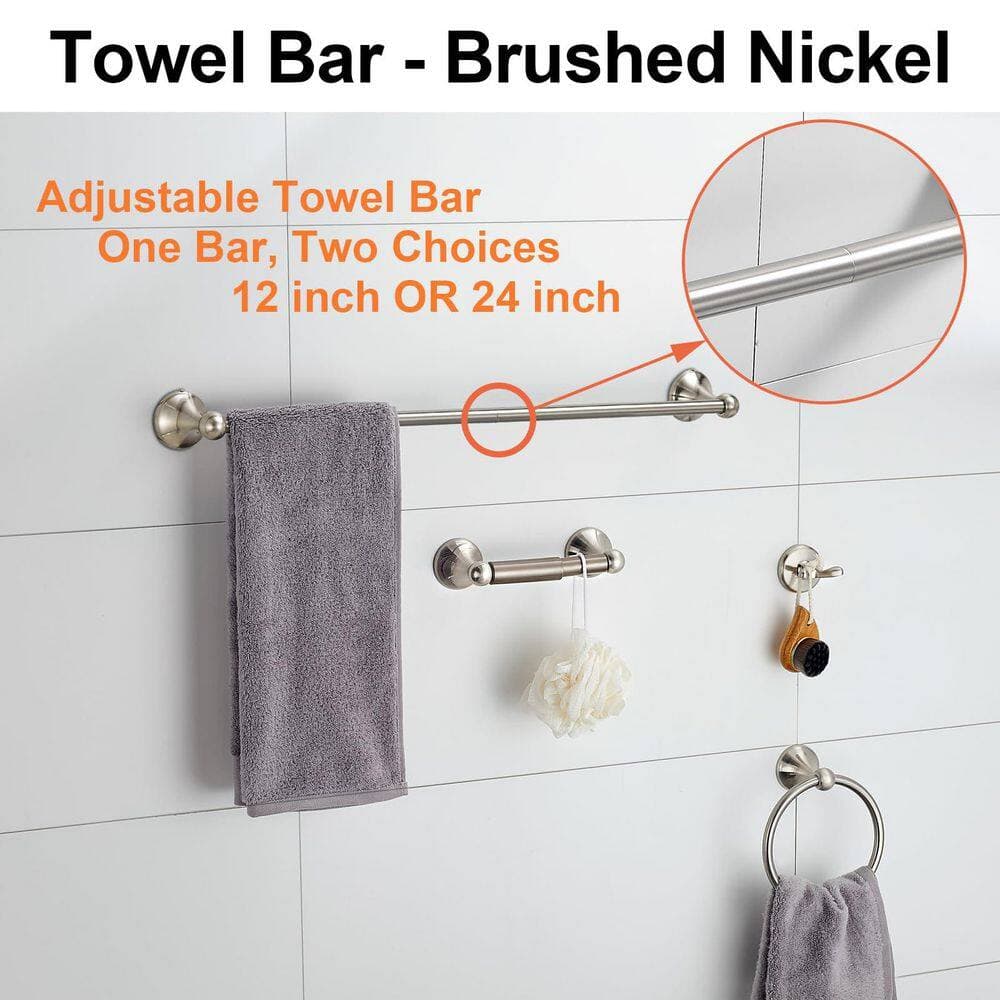 Esepony Bathroom Hardware Set with Expandable for Bathroom, Towel Storage, Toilet Paper, Robe Hanging, Brushed Nickel (4-Pack) (2)