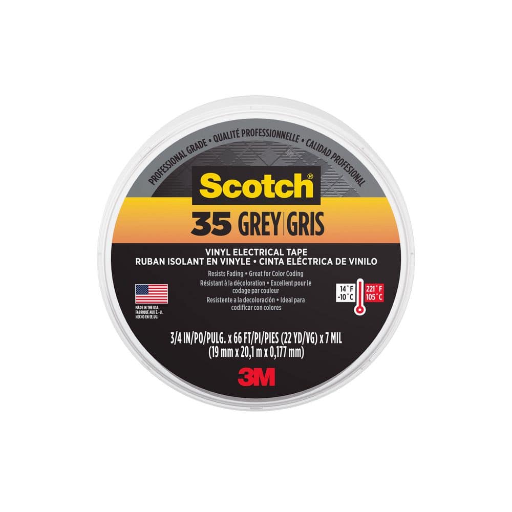Scotch 0.75 in. x 66 ft. x 7 mil. #35 Colored Vinyl Electrical Tape, Gray