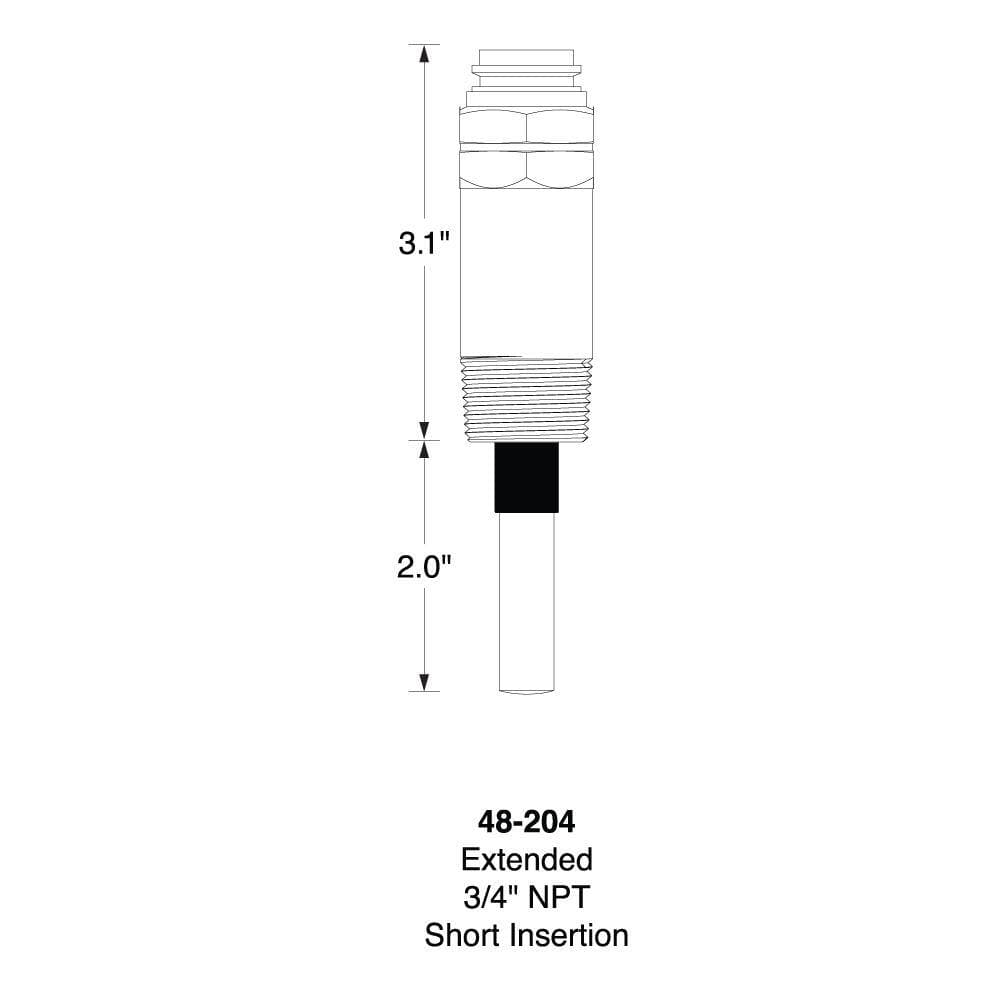 Hydrolevel EW-204 3/4 in. Electro-Well with Long Nut and Short Insertion Length for Off-Center Immersion Well Tapping (2)