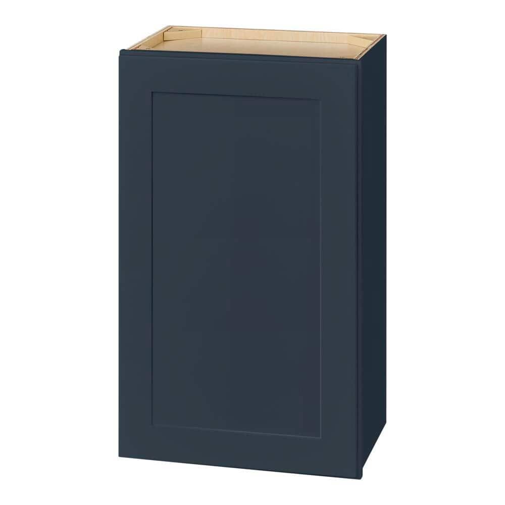 Hampton Bay Avondale 18 in. W x 12 in. D x 30 in. H Ready to Assemble Plywood Shaker Wall Kitchen Cabinet in Ink Blue