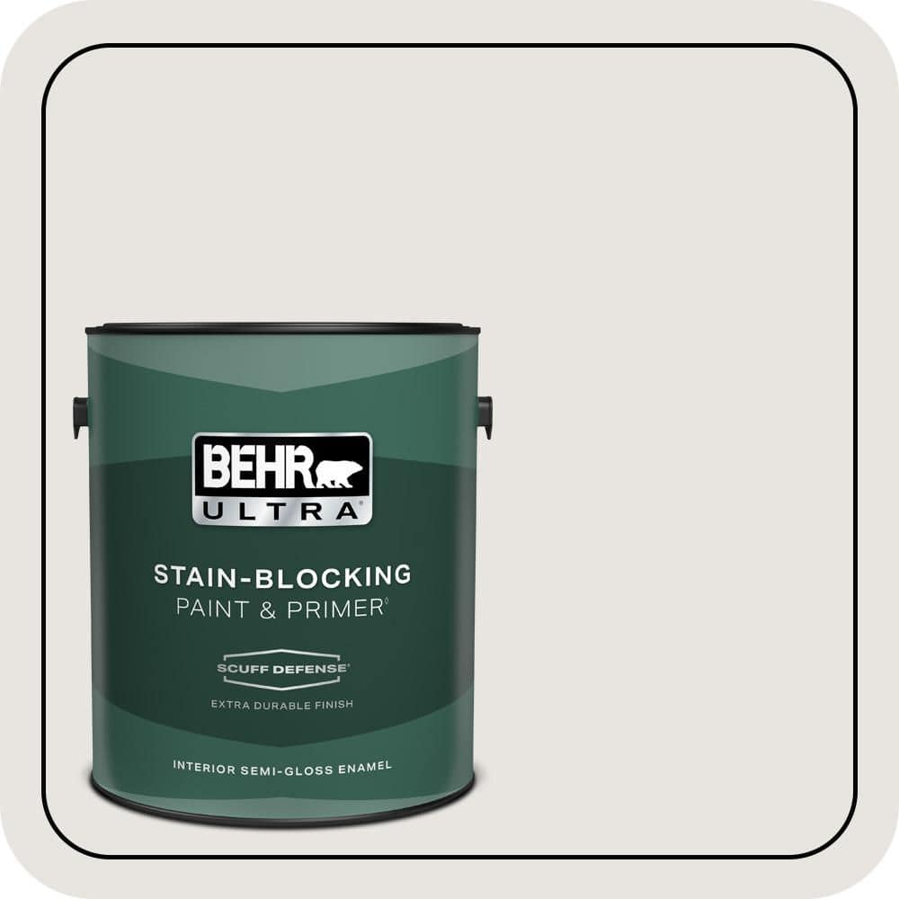 BEHR ULTRA 1 gal. #PR-W08 Ambience White Extra Durable Semi-Gloss Enamel Interior Paint & Primer