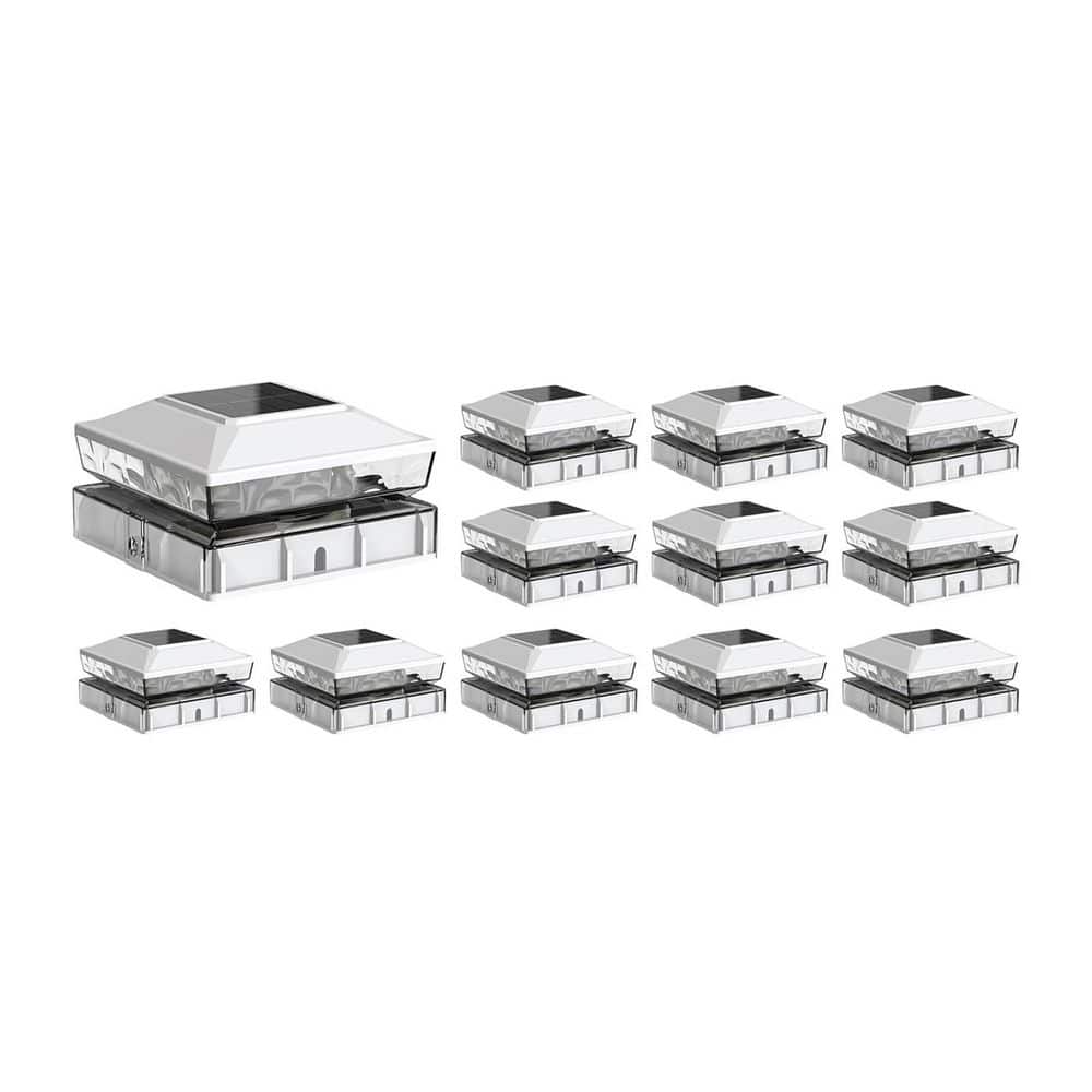 Afoxsos 12-Pack Outdoor Solar Deck Fence Post Lights IP65 Waterproof Warm White Glow for 4 x 4 5 x 5 Wood Vinyl Posts (1)