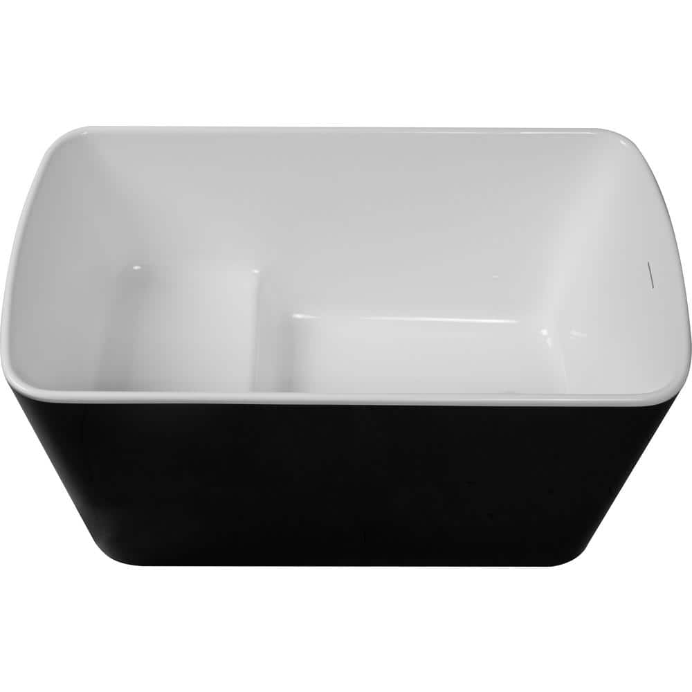 Xspracer Moray 49 in. x 28 in. Acrylic Flatbottom Freestanding Soaking Sit-In Non-Whirlpool Bathtub in Glossy Black (3)