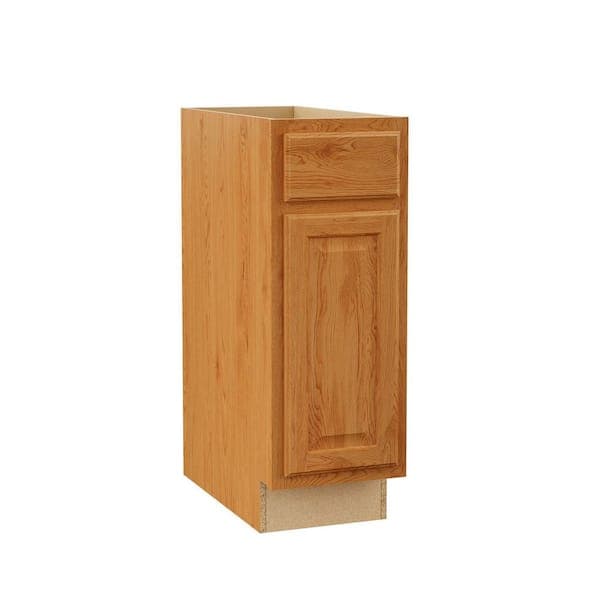 Hampton Bay Hampton 12 in. W x 24 in. D x 34.5 in. H Assembled Base Kitchen Cabinet in Medium Oak (2)