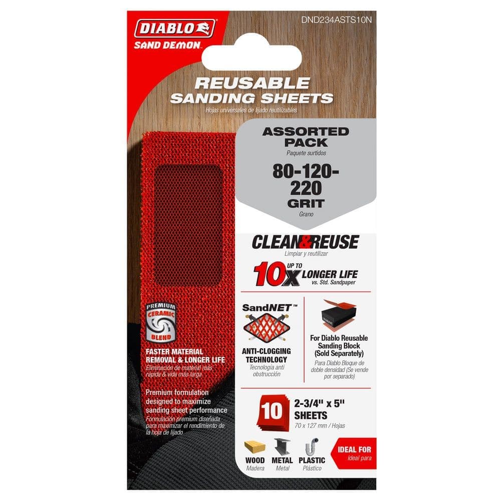 DIABLO 2-3/4 in. x 5 in. Assorted SandNET Reusable Sanding Sheets (3)
