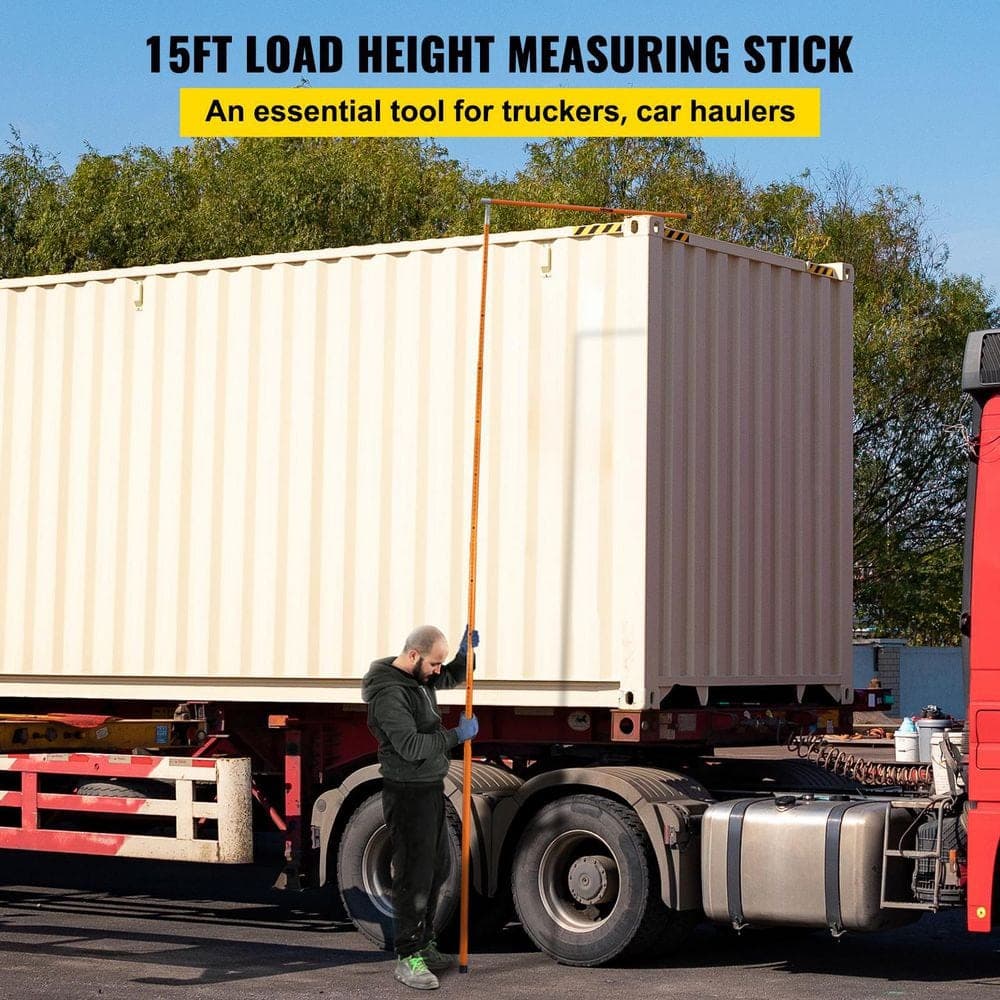 VEVOR Height Measuring Stick 15 ft. Truck Height Stick Fiberglass Non-Conductive with Adjustable Pole Carry Bag for Car Hauler (2)