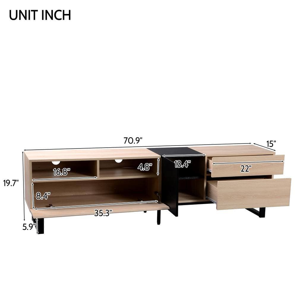 Unbranded 70.9 in. W x 15 in. D x 19.7 in. H Bathroom Beige Linen Cabinet (2)
