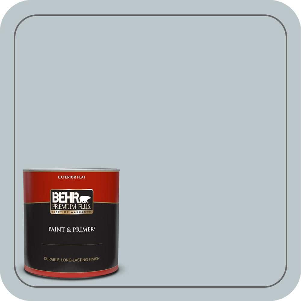 BEHR PREMIUM PLUS 1 qt. #PPH-42 Nautical Gray Flat Exterior Paint & Primer