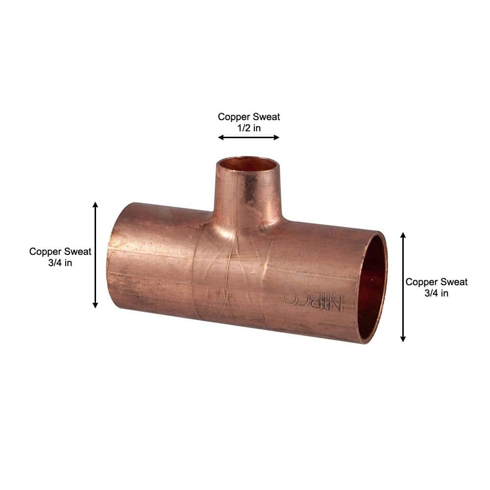 Everbilt 3/4 in. x 3/4 in. x 1/2 in. Copper Pressure All Cup Reducing Tee Fitting (3)