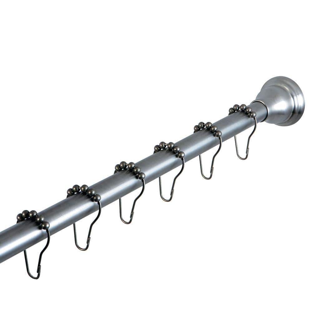 Kingston Brass Decorative 60 in. to 72 in. Tension Shower Rod with Hooks in Brushed Nickel (1)