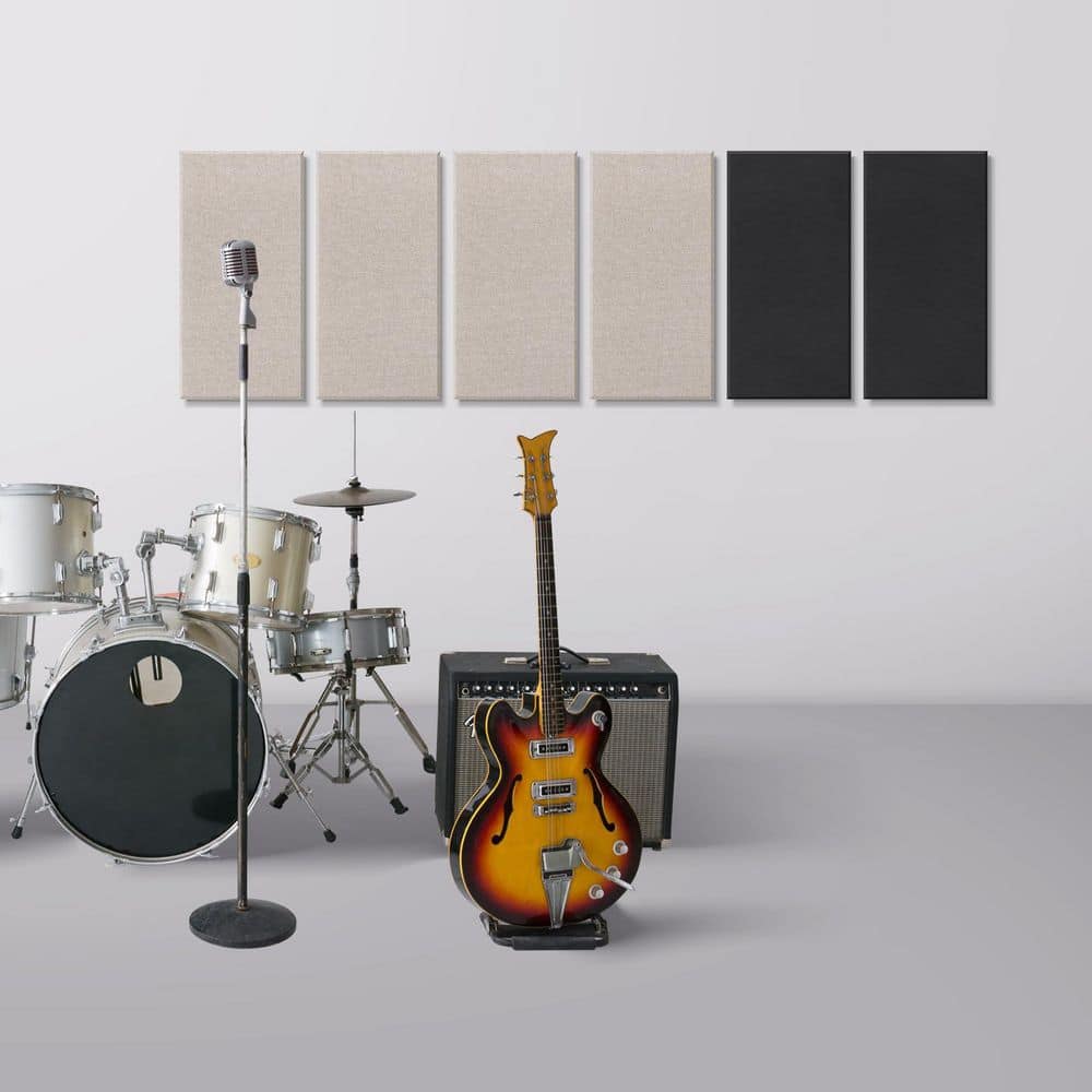 Laybus 4 Pcs23.6in.x11.8 in.x2in. Th Acoustic Panels, Fiberglass Sound Proof Wall Panels Self-Adhesive Sound Panels Light Camel (3)
