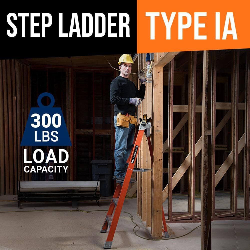 Louisville Ladder 6 ft. Fiberglass Tripod Step Ladder (10 in. Reach Height), ANSI, Type IA, 300 lbs. Load Capacity (2)