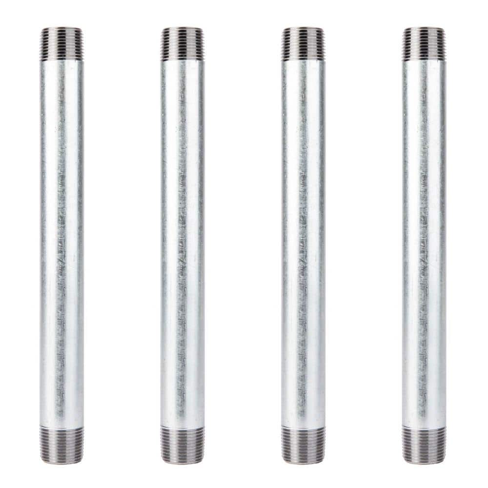 PIPE DECOR 3/4 in. x 10 in. Galvanized Steel Nipple (4-Pack) (1)