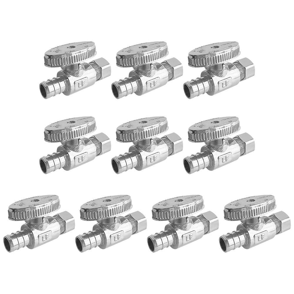 Wudkey 10-Piece Bathroom Accessory Set in Chrome, Straight Stop Valve, 1/2 in. PEX x 3/8 in. OD Compression Quarter Turn Plated (1)