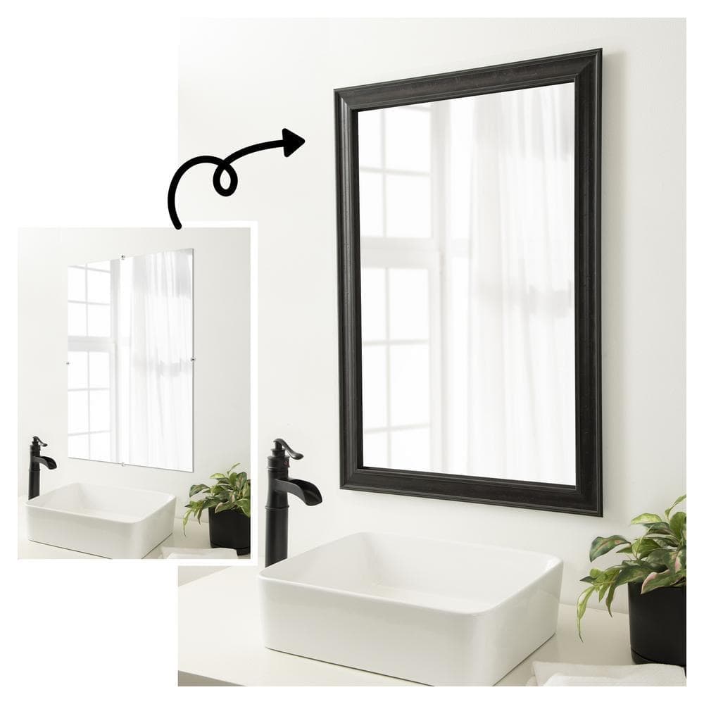 Amanti Art Mirror Makeover Shipwreck Black Narrow 61.25 in. W x 37.25 in. H Bathroom Mirror Frame Border Kit-Fits a 60 x 36 Mirror (1)