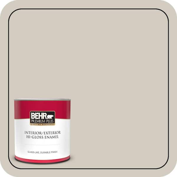 BEHR PREMIUM PLUS 1 qt. #N320-2 Toasty Gray Hi-Gloss Enamel Interior/Exterior Paint & Primer (2)