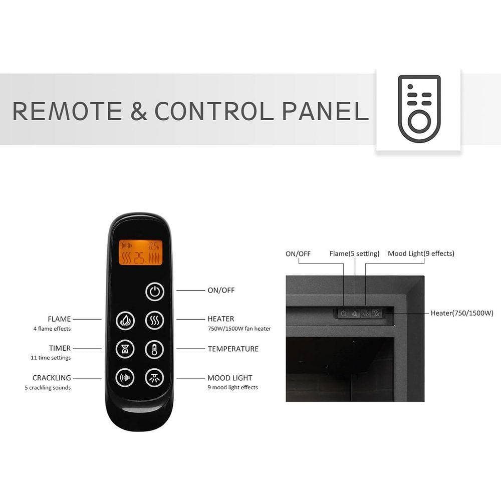 Legend Flame Carl 35 in. Electric Fireplace Insert, Fireplace Heater 750/1500W, Fire Crackling Sound, Remote Control (3)