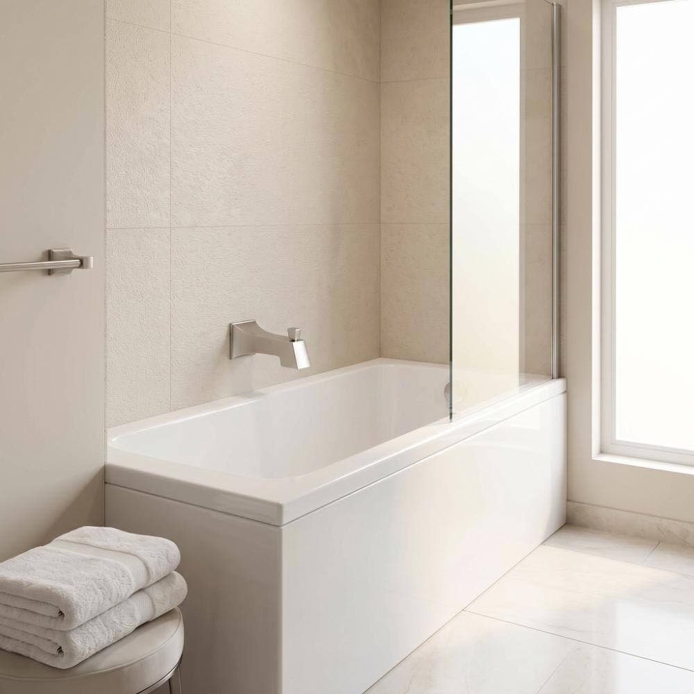 ALEASHA Modern Square Tub Spout with Integrated Diverter in Brushed Nickel (2)