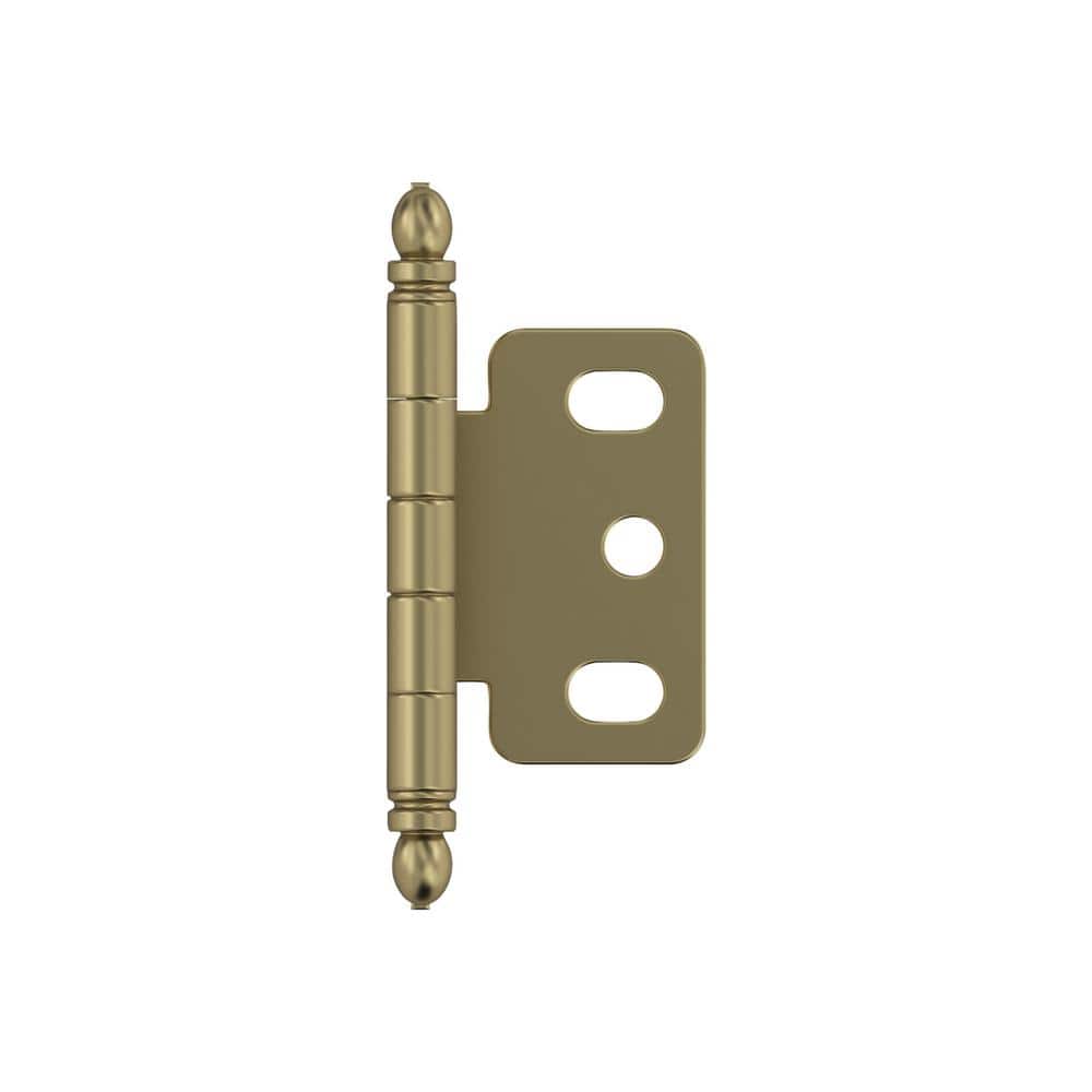 Amerock Golden Champagne 3/4 in. (19 mm) Door Thickness Full Inset, Partial Wrap Ball Tip Cabinet Hinge - Single Hinge (1)