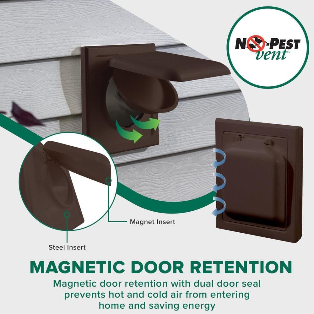 NO-PEST VENT 4 in. J Block or Wide-Mount Dual Door Wall Vent in Brown (3)