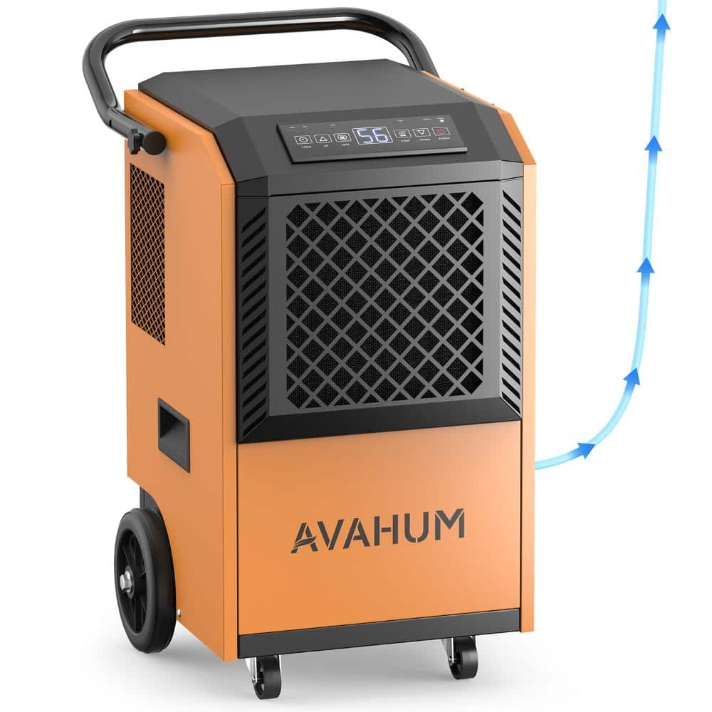 KucyBor 160 pt. 7500 sq.ft Commercial Dehumidifier in Yellow with Pump, Drain Hose, Timer, Auto Defrost, for Warehouse (1)