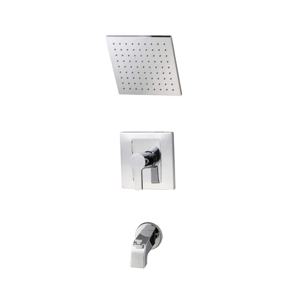 Glacier Bay Modern Single-Handle 1-Spray Tub and Shower Faucet 1.8 GPM in Chrome (Valve Included) (3)