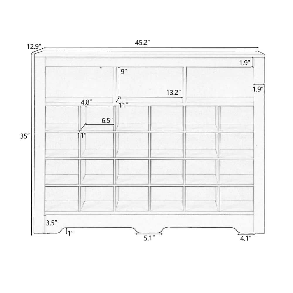 Unbranded 45.2 in. W 12.9 in. D 35 in. H Linen Cabinet Shoe Cabinet with 24-Cube Storage Organizer (3)