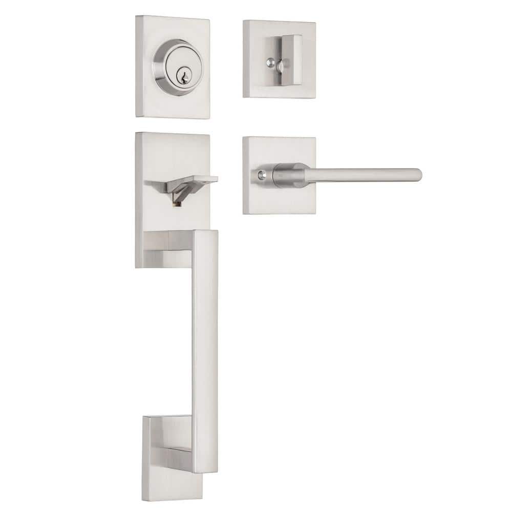 eModernDecor CozyBlock Arch Lever, Brushed Nickel Single Door Handleset w/Single Cylinder Deadbolt, Adjustable Entry Door Lock Set