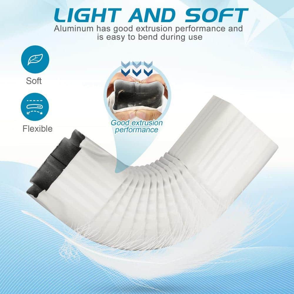 Angel Sar 2 in. x 3 in. White Aluminum 90° B-Style Downspout Gutter Elbows (3)