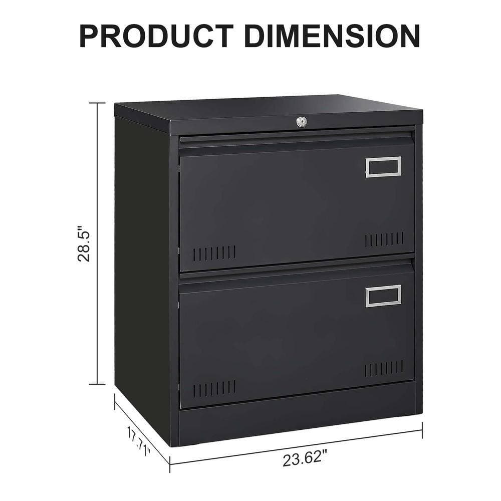 Unbranded 23.62 in. W 17.71 in. D 28.5 in. H Metal Linen Cabinet with 2 Drawer and Lock for Home Office School Garage (4)
