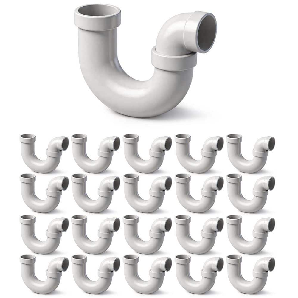 PLUMBFLEX 2 in. PVC DWV P-Trap w/ Threaded Union Plastic Nut H x H, White Rigid PVC Drain, Waste & Vent Fitting, (20 Pack) (1)