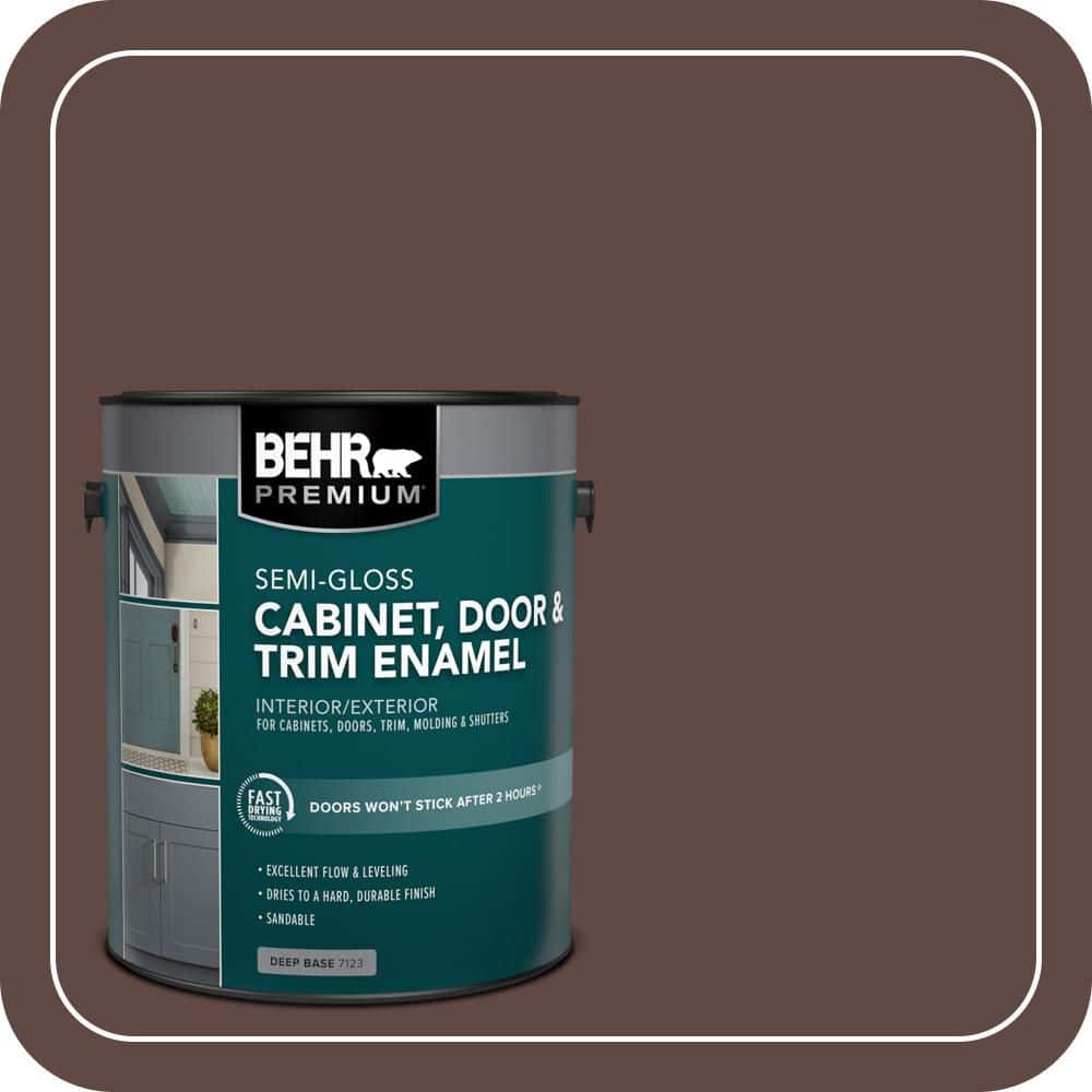 BEHR PREMIUM 1 gal. #710B-7 Rich Mahogany Semi-Gloss Enamel Interior/Exterior Cabinet, Door & Trim Paint
