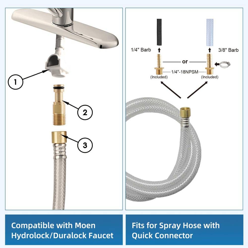 Helhom Kitchen Side Sprayer in Brushed Nickel, Faucet Sprayer Replacement with Connector, Hose, Pull Out Sink Sprayer Head (3)