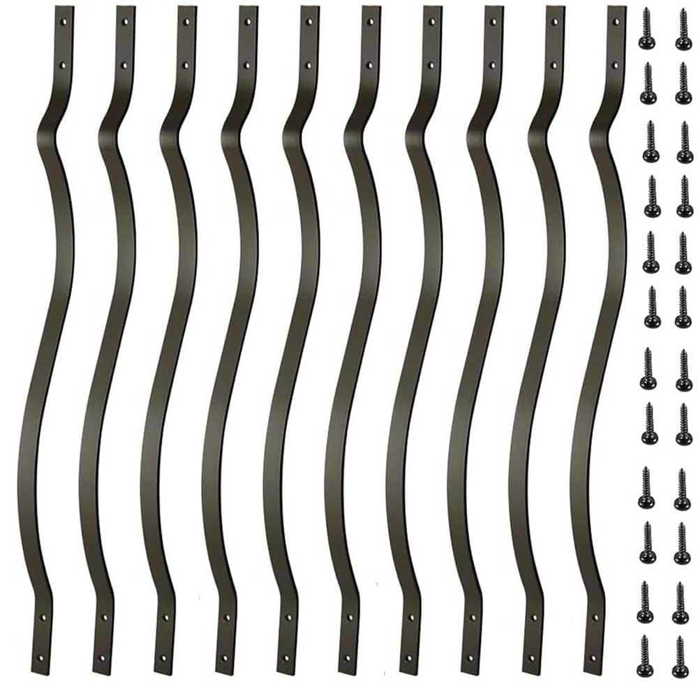 Afoxsos Metal Deck Balusters 61 Pack 32.25x1 Stylish Wave Shaped Railing Spindles w/ Screws for Wood Composite Stair Deck Porch (1)